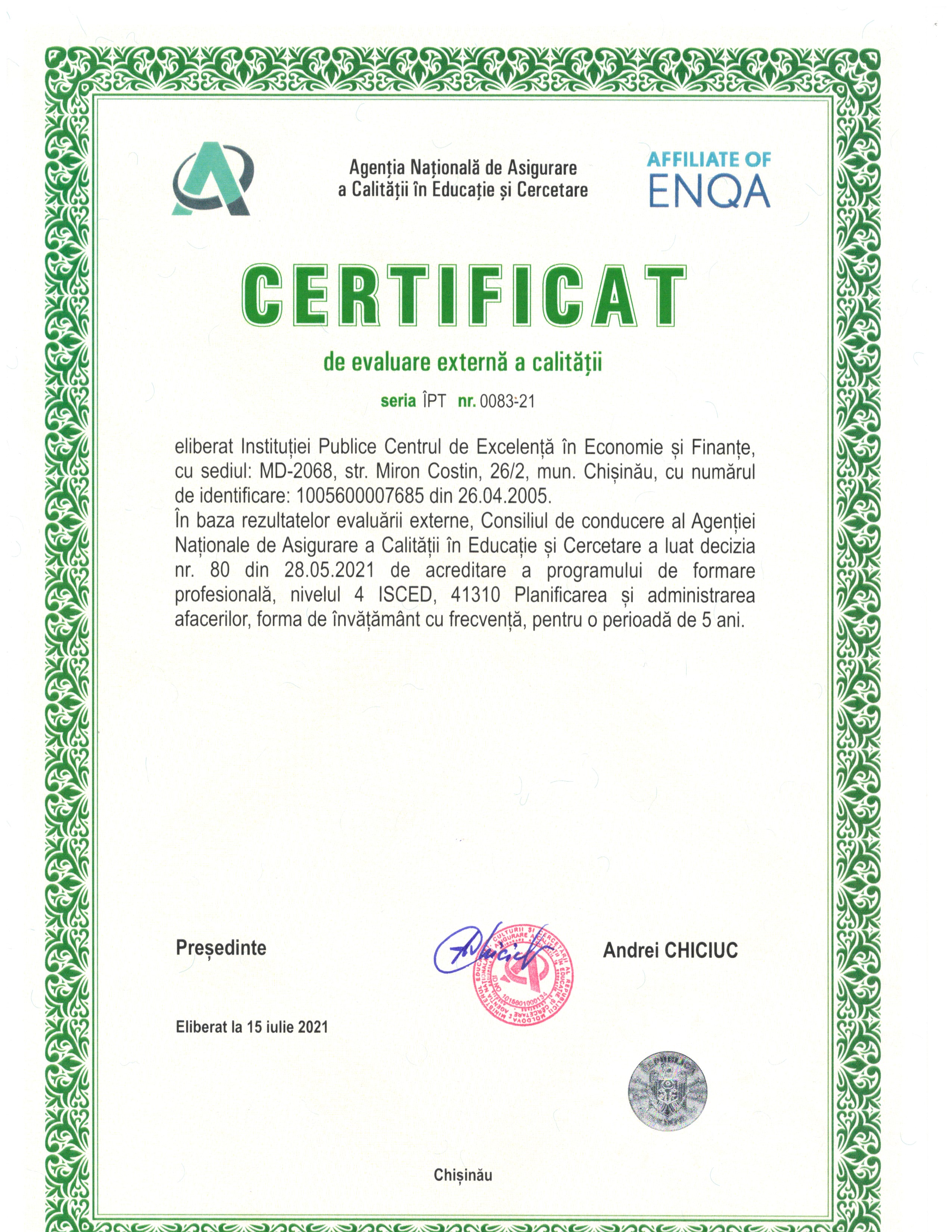 Certificare și acreditare - CEEF